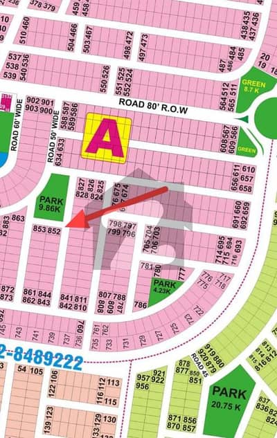 CORNER Facing Park 1 Kanal Top Location Plot No- 852 Block A Phase 9 Prism DHA Lahore For Urgent Sale