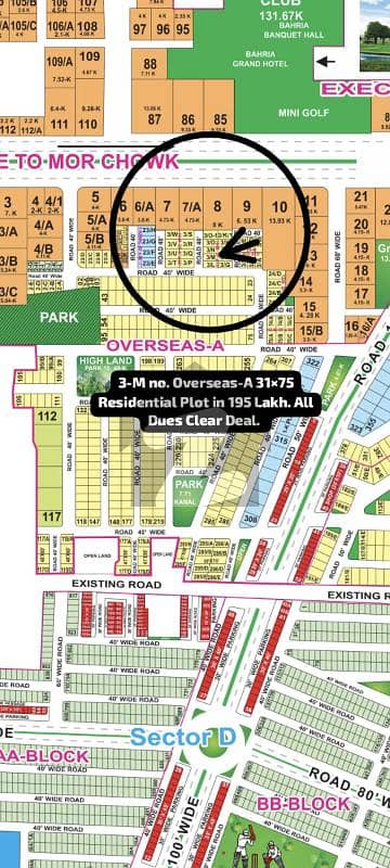 3-M no. Overseas-A 10.33-Marla (31 by 75) Residential Plot in 195 Lakh. All Dues Clear Deal, Best Location For Constructing Your Dream House in Bahria Town Lahore. 3-M no. Overseas-A 10.33-Marla (31 by 75) Residential Plot in 195 Lakh. All Dues Clear Deal, Best Location For Constructing Your Dream House in Bahria Town Lahore.