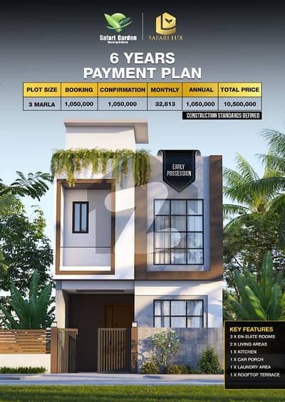 Safari Garden 5 Marla Safari Lux Home | 6-Year Easy Installment Plan Own Your Dream Home Today!