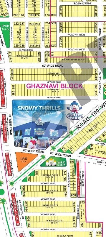 10 Marla Plot For Sale in Ghaznavi Block Sector F Bahria Town