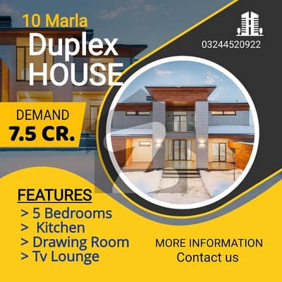 10 Marla Duplex Plot For Sale