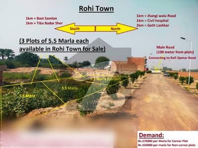 Rohi Town: 3 Plots for Sale. 5.5 Marla each (Corner & Non-corner)
