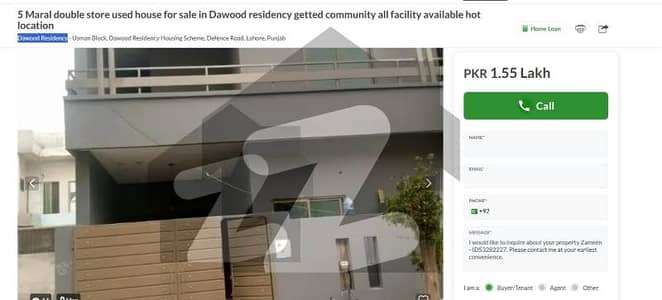 5 Maral double store used house for sale in Dawood residency getted community