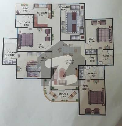 برج-ال-حرمین یونیورسٹی روڈ,کراچی میں 4 کمروں کا 11 مرلہ فلیٹ 1.05 لاکھ میں کرایہ پر دستیاب ہے۔