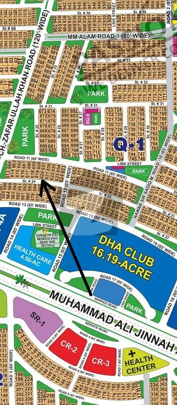 DHA Multan sector Q 1 kanal residential plot near to park, Masjid and commercial. Backside of 300ft road.