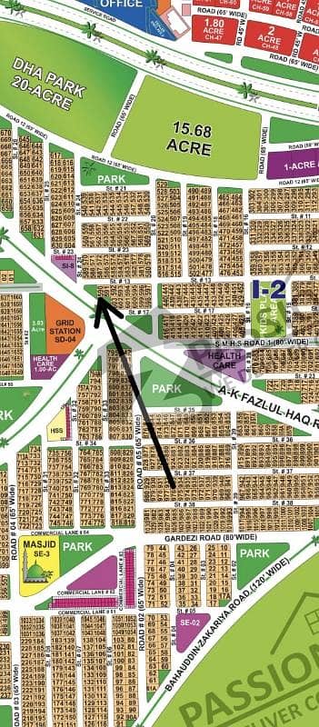 1 kanal with 20 Marla extra land paid.  DHA Multan sector i corner + extra land on 150ft road with 20 Marla extra land near to Park, Masjid and commercial. Close to 300ft road.