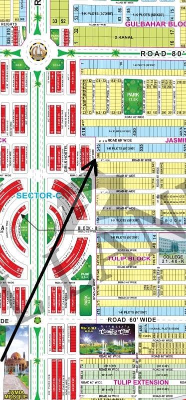 14.11 Marla Corner Plot For Sale In Jasmine Block Bahria Town Lahore