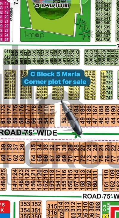 C Block 5 Marla Corner facing 1-kanal back of 75ft road Road All Dues Clear Possession Plot For Sale Ready To Construction Lda City Lahore