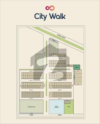 سٹی واک کینال روڈ,فیصل آباد میں 5 مرلہ کمرشل پلاٹ 6.5 کروڑ میں برائے فروخت۔