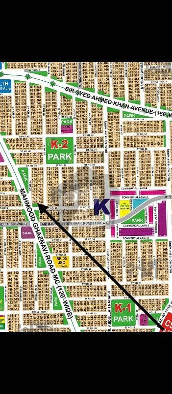 DHA Multan sector K 1 kanal residential plot corner with extra land on 120ft road, near to Park, Masjid and commercial.