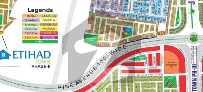 Diamond Category 5 Marla Residential Plot on 150 Ft Pine Avenue Road & Facing Etihad Town Commercial, LDA City Lahore,