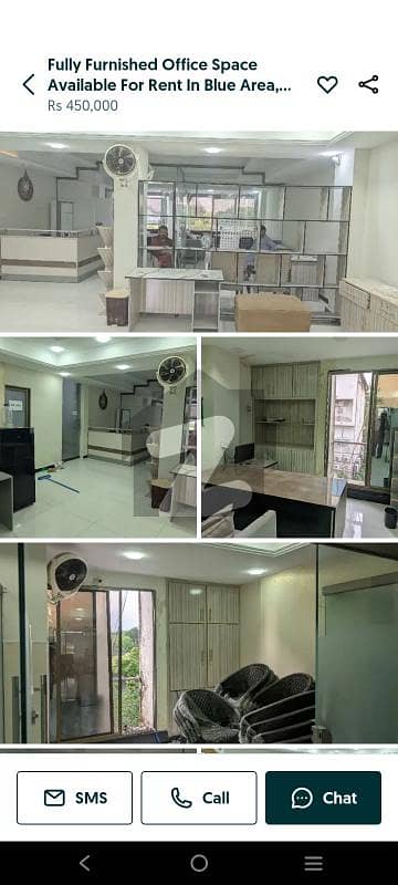 Blue area office 1800 square feet fully furnished for rent