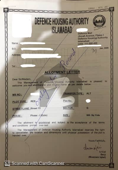 DHA Plot File For Sale