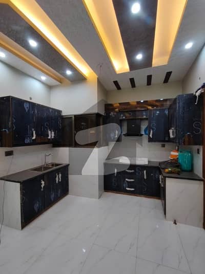 brand new ground floor portion for rent 2 bed attached bath American kitchen  washing area drawing room  open wide lounge seeprate meters no load shading  sweet water boundary wall society  security system