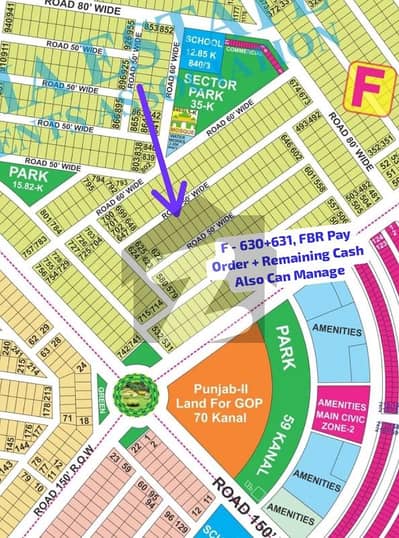 Near Sector Park, GOR,Sial Estate Offers . F - 630 + 631 . Top Location Pair Of Kanal Plots For Sale. FBR Pay Order + Remaining Cash Can Be Considered Also .