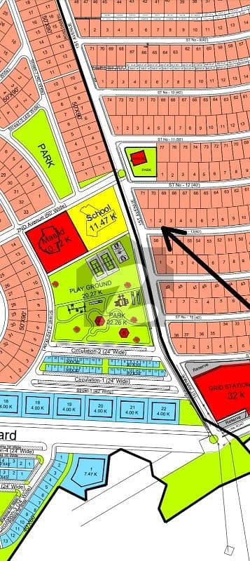 1 Kanal South Face Top Heighted Level Solid land Near to park Boulevard masjid Plot Available for sale