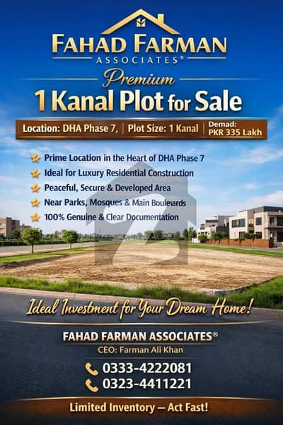 Fahad Farman Associates Presents 1 Kanal Plot for Sale
