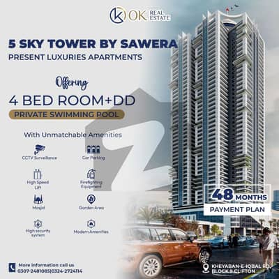 کلفٹن ۔ بلاک 9 کلفٹن,کراچی میں 3 کمروں کا 10 مرلہ فلیٹ 5.5 کروڑ میں برائے فروخت۔