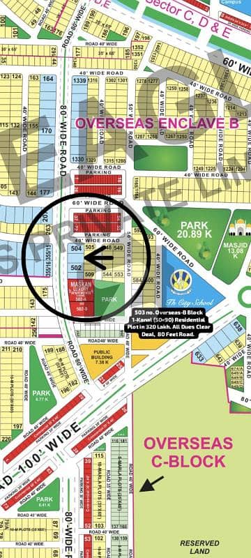 503 No Overseas-B Block 1-Kanal (50 By 90) Residential Plot In 320 Lakh All Dues Clear Deal, 80 Feet Road Best Location For Constructing Your Dream House In Bahria Town Lahore