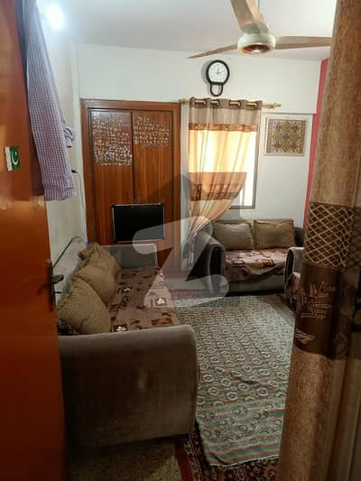 Flat For Sale 2 Drawing Lounge American Kitchen Marble Flooring First Floor Boundary Wall Project Block 4 Gulshan-E-Iqbal Karachi.