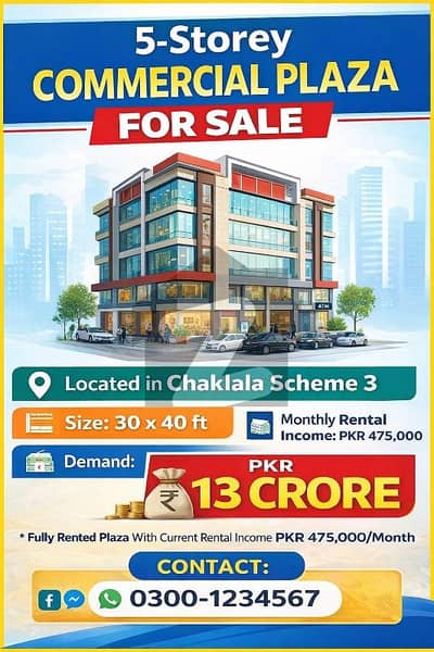 Commercial Plaza At Chaklala Scheme 3 Five Story For Sale Size (30*40)