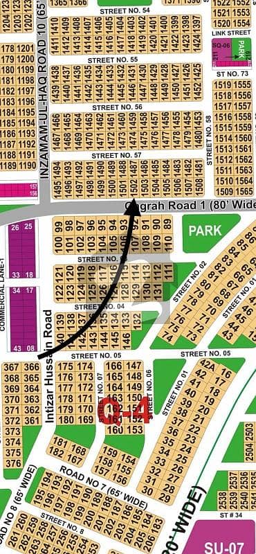 DHA Multan sector Q 1 kanal 80ft facing residential plot near to Park, Masjid and commercial.