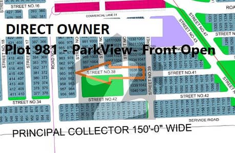 DIRECT OWNER 10 Marla Park View Plot Front Open For SALE