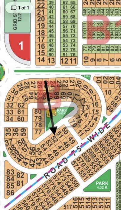 1 kanal B block facing park plot