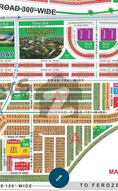 A Block 1 kanal on 75Ft Khunjerab Road plot for Sale good Location Reasonable price possession soon near park and commercial hub direct access to Main Ferozpure Road