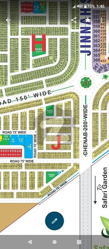 J Block 5 Marla On 75Ft Road plot for Sale good Location Reasonable price possession soon direct access to Main boulevard Chenab Road Near park and commercial hub
