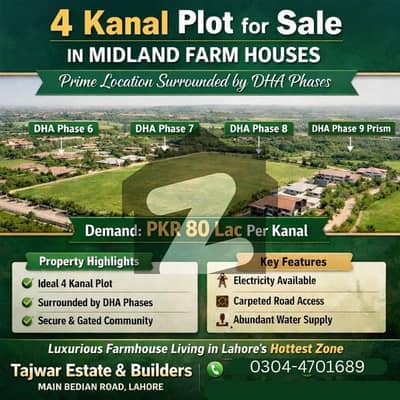 بیدیاں روڈ لاہور میں 4 کنال علاوہ 3.2 کروڑ میں برائے فروخت۔