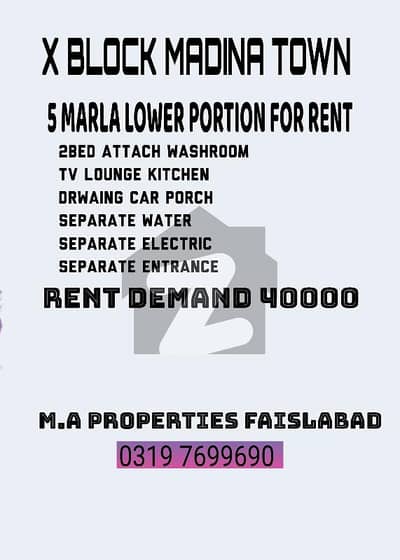 Prominently-Located 5 Marla Lower Portion Available In Madina town