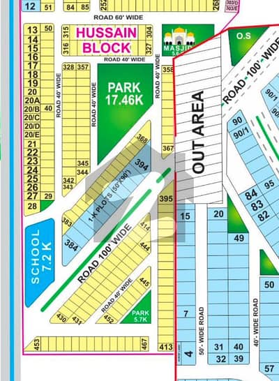 10 Marla Plot for Sale in very low rate Hussain / Nargis Block