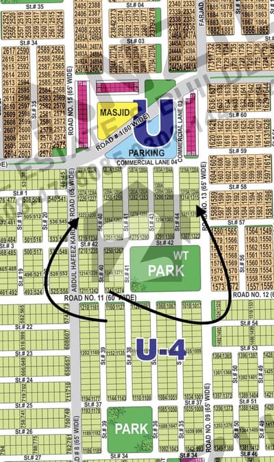 SECTOR-U 65" ROAD PLOTS FOR SALE NEAR PARK