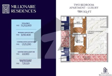 984 sq ft | 2 Bed Apartment Pay just Rs 65,000 per month