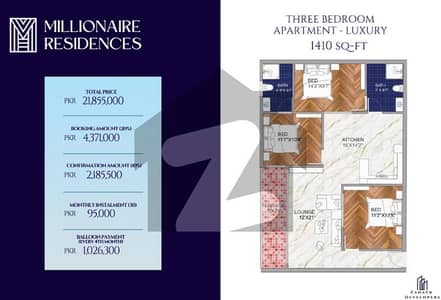 1410 sq ft | 3 Bed Apartment Pay just Rs 95,000 per month