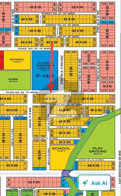 40*80 Plot (14 Marla) 70 Ft Road F-14/4 Margalla Facing
