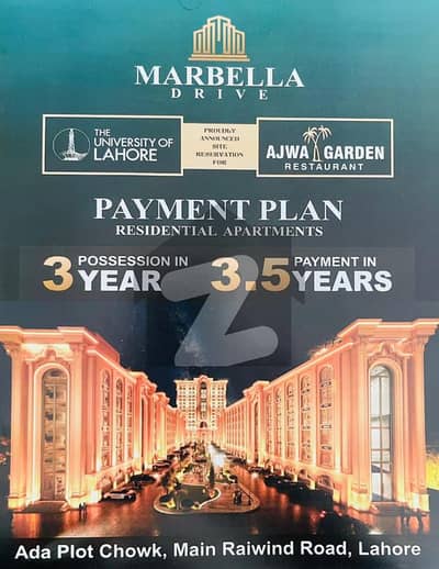 Marbella Drive Residential Apartments Ada Plot Chowk, Main Raiwind Road, Lhr. Starting from 308 Sqft , Price starting from 8557000