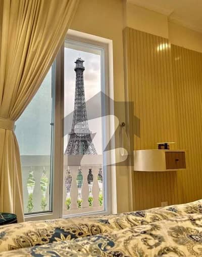 Facing Eiffel Tower One furnished apartments Available For Rent Location Bahria Town Sector E