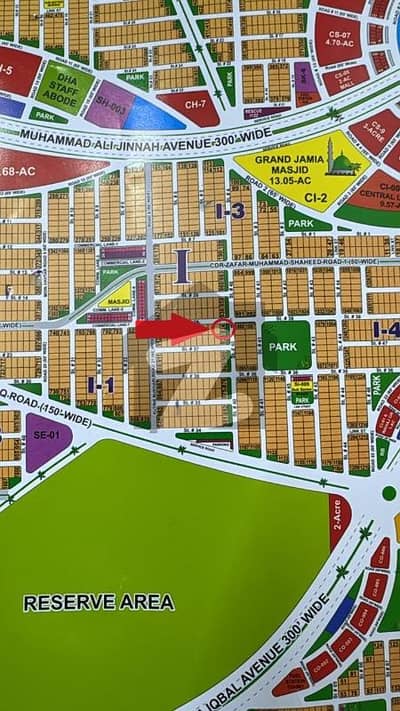 1 kanal corner Plot at prime location with 12 Marla Extra Land facing North in Sector-I DHA Multan.