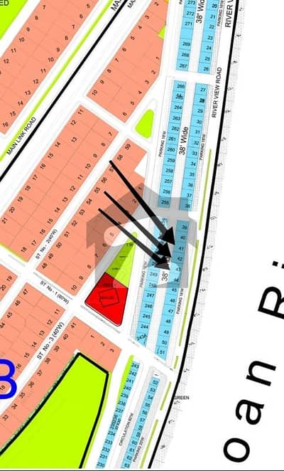 Triplet 3x 8 Marla Commercial no 42+43+44. River View Road. Sector B. DHA 4. Rawalpindi