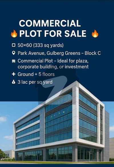 Gulberg Greens Block C Business Square Size 12 Marla develop possession commercial Plot for Sale