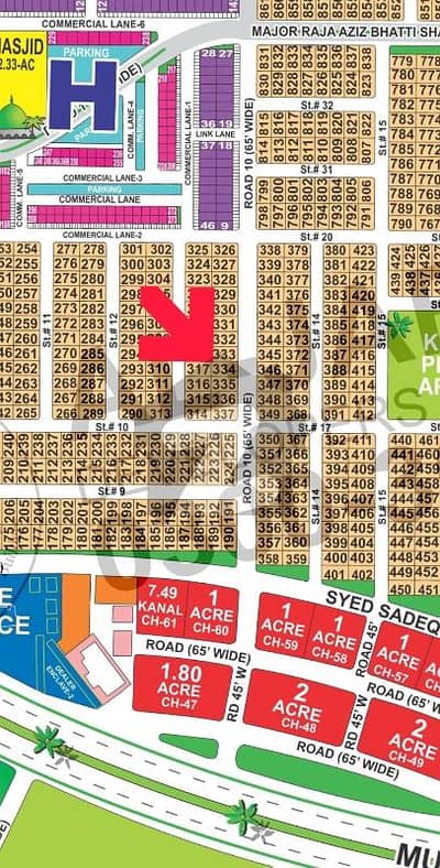 Sector H 1 kanal plot for sale on 65ft road near 300ft MBV