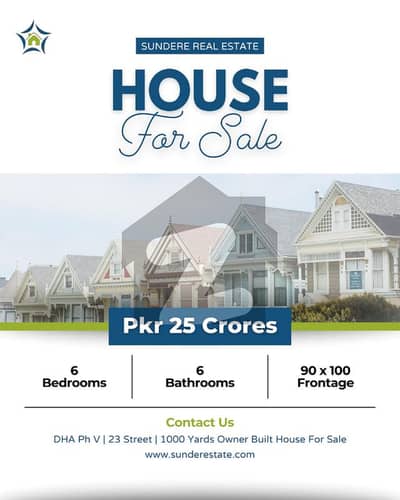 For Sale: Owner Built Bungalow off Khe Tauheed & Tanzeem, DHA Phase 5 | 6 Bedroom Dd, American Kitchen | 90 x 100 Frontage | Reasonable Demand |