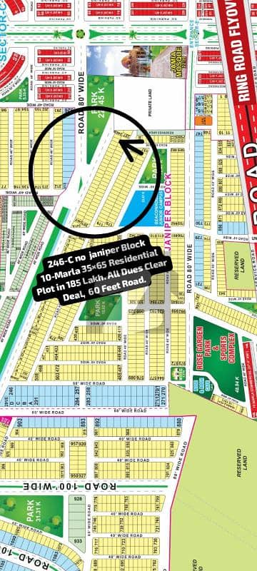 907 No. Janiper Block 11-Marla (38.5 By 65) Residential Plot All Dues Clear Deal, Corner Category. Best Location For Constructing Your Dream House In Bahria Town Lahore.