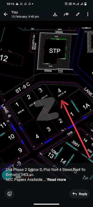 Dha Phase 2 Sector D, Plot ON Street No 9c for sale .