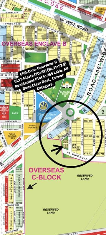 649-D No. Overseas-B Block 16.17-Marla Residential Plot All Dues Clear Deal, Corner Category. Best Location For Constructing Your Dream House In Bahria Town Lahore