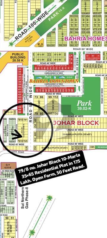 79/8 No. Johar Block 10-Marla (35 By 65) Residential Plot In 175 Lakh. All Dues Clear Deal, 50 Feet Road. Best Location For Constructing Your Dream House In Bahria Town Lahore