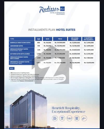 Radisson Blu Hotel 739 Square Feet Deluxe Suite Flat For Sale In Islamabad