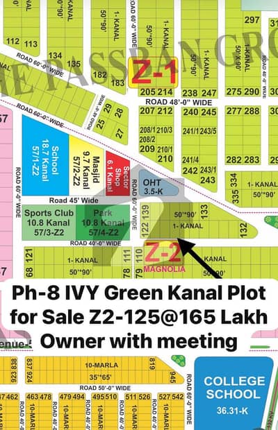 ڈی ایچ اے فیز 8 - بلاک زیڈ 2 ڈی ایچ اے فیز 8,ڈیفنس (ڈی ایچ اے),لاہور میں 1 کنال رہائشی پلاٹ 1.65 کروڑ میں برائے فروخت۔